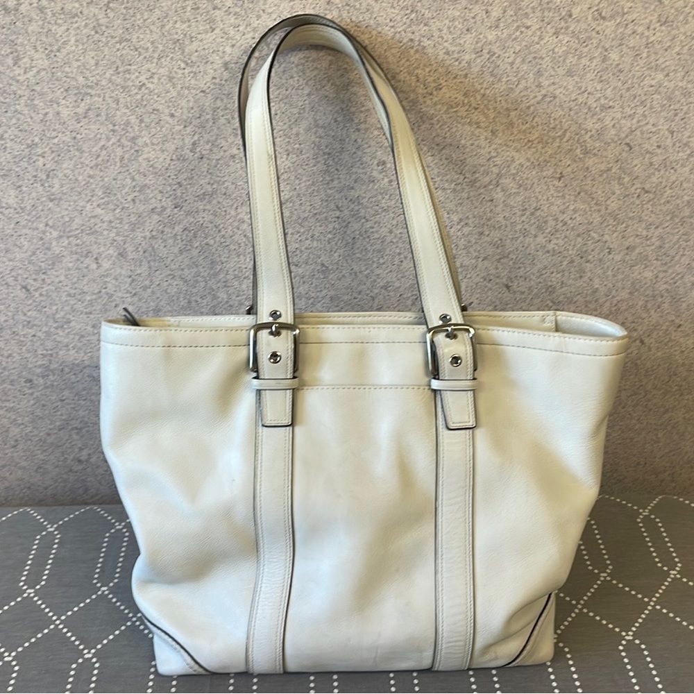 Coach White Leather Tote